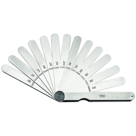 Starrett Ss Thickness Gage, 13 Leaves 0.0015" To 0.200" 467S